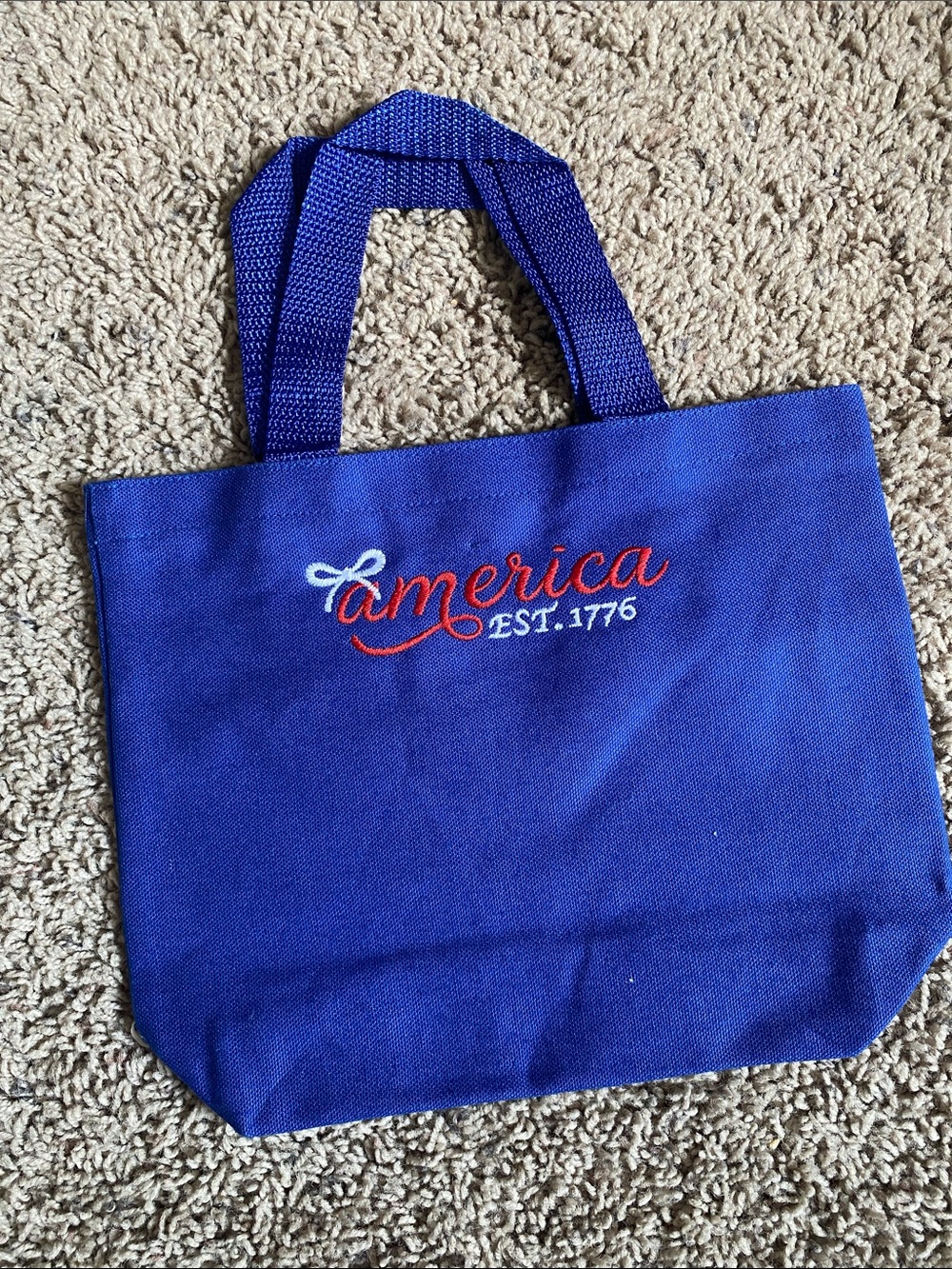 Blue 'America EST. 1776' Embroidered Tote Bag